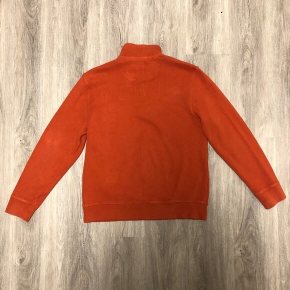 Lands' End Men's Size Medium Quarterzip Sweater Pumpkin Orange Half Zip Pullover - Picture 2 of 11